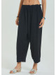 Rope Detailed Adjustable Waist Black Women's Viscose Trousers 4581